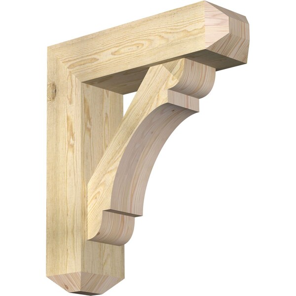 Ekena Millwork Olympic Craftsman Rough Sawn Bracket w/ Offset Brace, Douglas Fir, 8"W x 28"D x 32"H BKT0806X28X32OLY04RDF - main